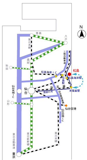 仙台から松島へのアクセス方法を掲載しています